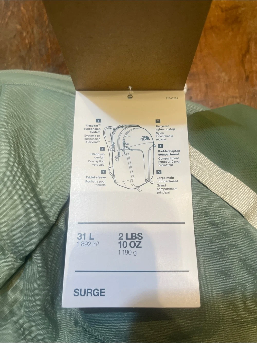 NWT North Face Surge Backpack  Slate Moss/Bark Mist